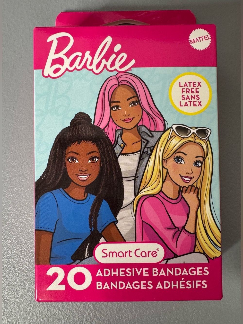 Barbie Pink and Blue Illustrated Adhesive Bandages Box 20ct
